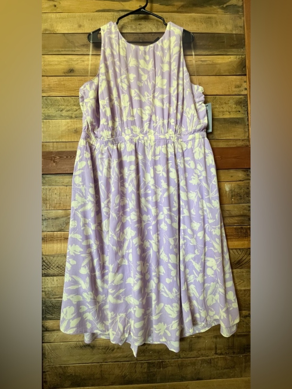 Lane Bryant Crew Neck Fit And Flare Lavender And Cream Floral Dress - Picture 7 of 12